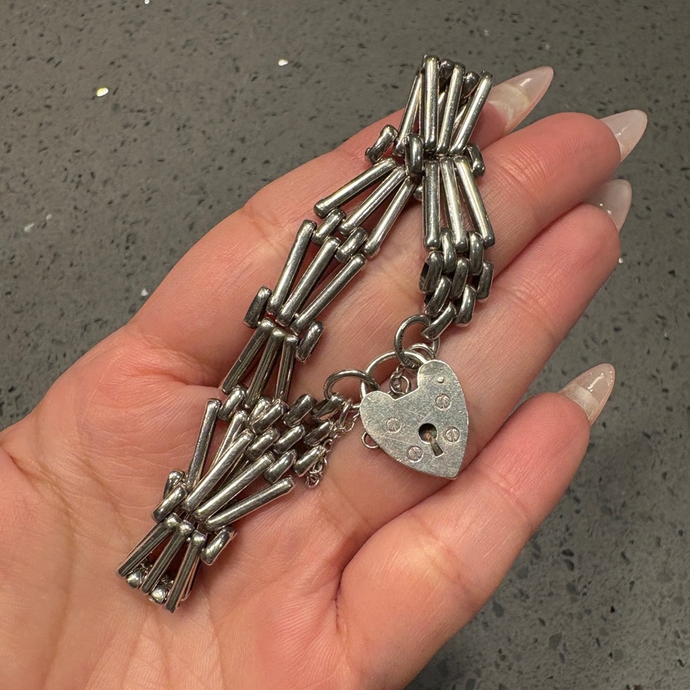 Silver Heart Lock Bracelet 925